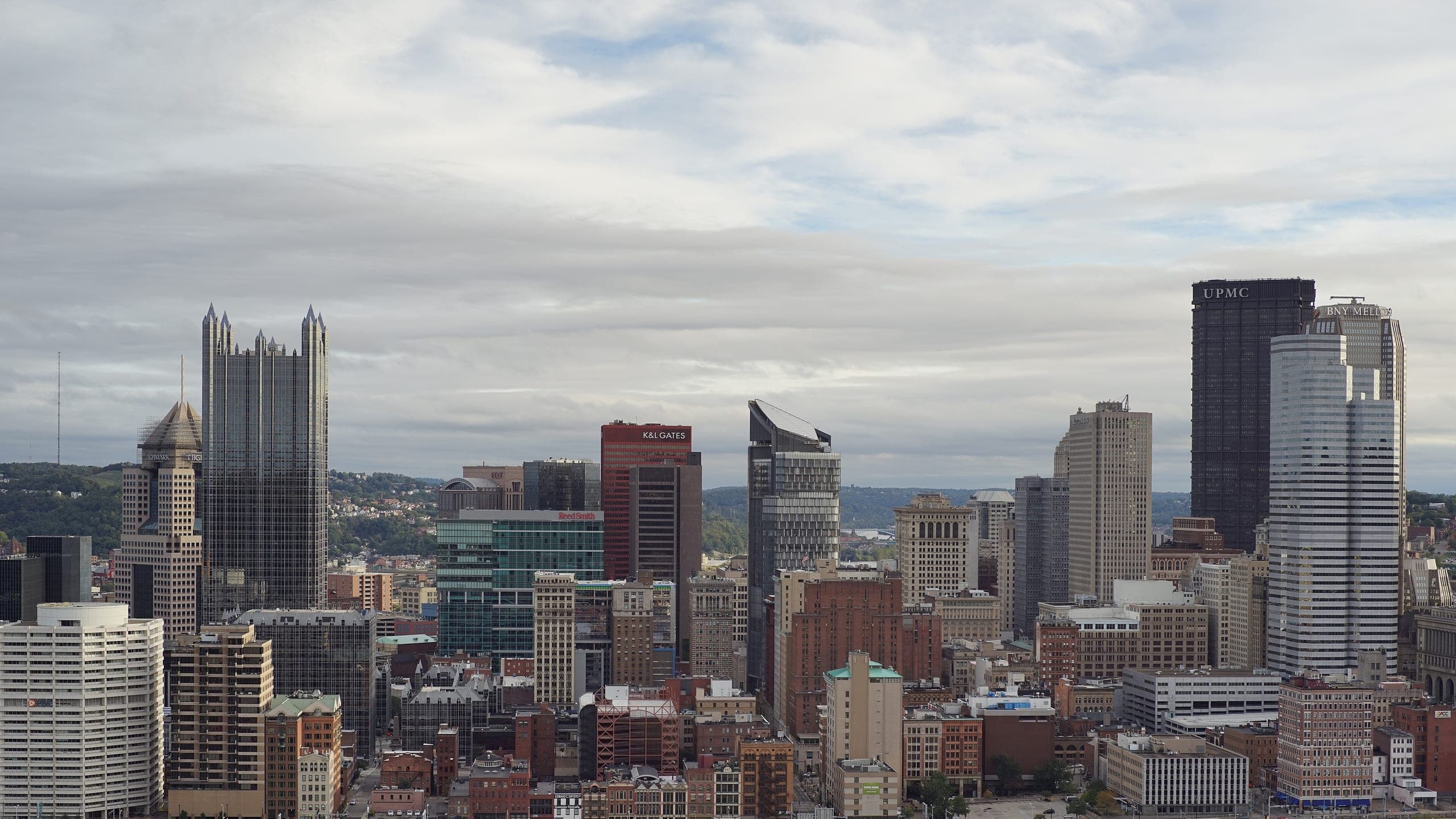 Pittsburgh skyline seen from Mount Washington, with the river and downtown towers below